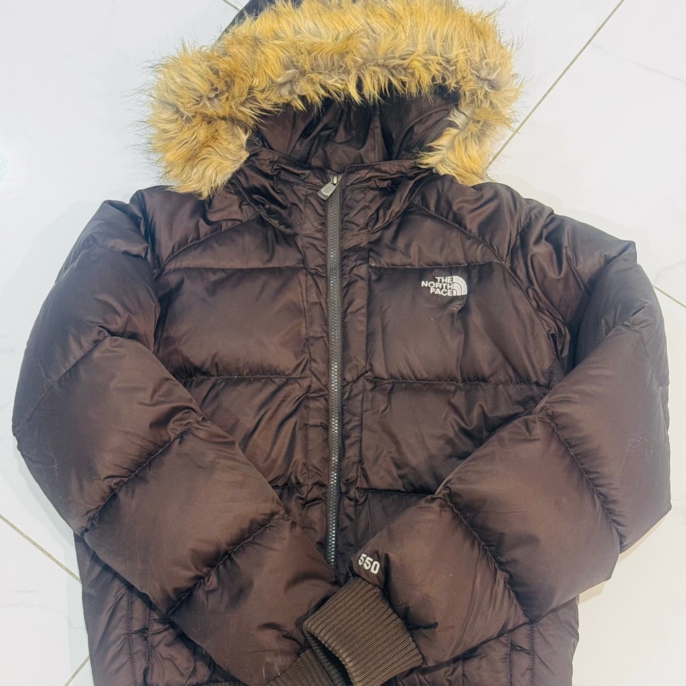 The North Face Dark Brown Jacket with Faux Fur Trim